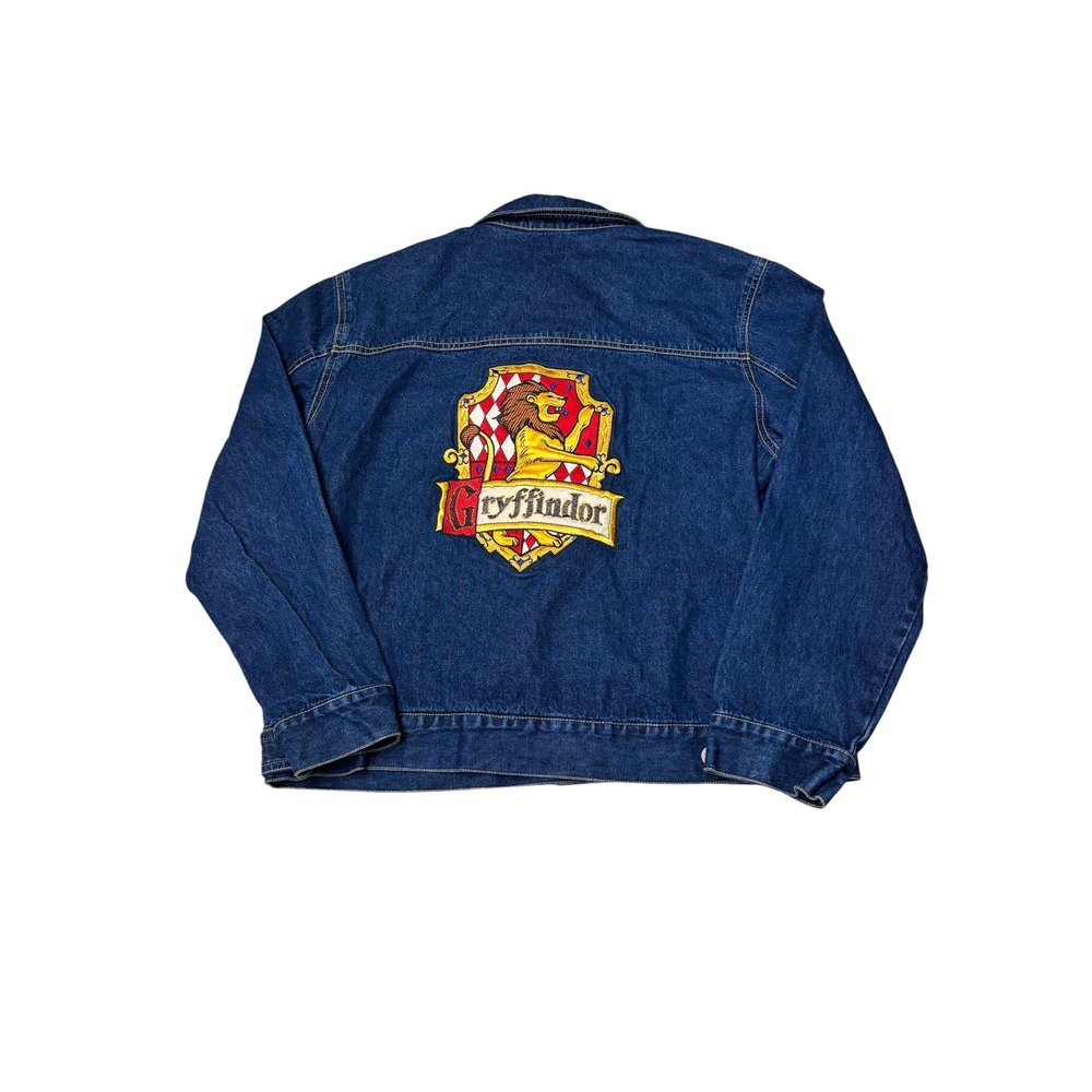 Vintage Harry Potter Gryffindor Denim Jacket Blue Cotton Large Wizarding‎ World